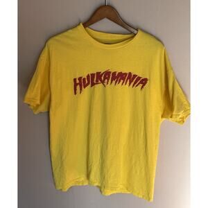 WWE Hulk Hogan Hulkamania Yellow T-Shirt Wrestling WWF Adult XL